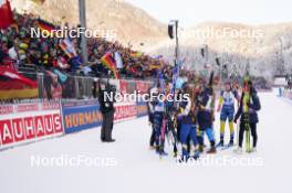 10.01.2024, Ruhpolding, Germany (GER): Event Feature: Celebration after finish- IBU World Cup Biathlon, relay women, Ruhpolding (GER). www.nordicfocus.com. © Thibaut/NordicFocus. Every downloaded picture is fee-liable.