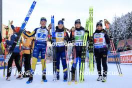 10.01.2024, Ruhpolding, Germany (GER): Elvira Oeberg (SWE), Mona Brorsson (SWE), Linn Persson (SWE), Anna Magnusson (SWE), (l-r) - IBU World Cup Biathlon, relay women, Ruhpolding (GER). www.nordicfocus.com. © Manzoni/NordicFocus. Every downloaded picture is fee-liable.