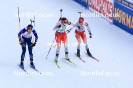 10.01.2024, Ruhpolding, Germany (GER): Deedra Irwin (USA), Lena Haecki-Gross (SUI), Elisa Gasparin (SUI), (l-r) - IBU World Cup Biathlon, relay women, Ruhpolding (GER). www.nordicfocus.com. © Manzoni/NordicFocus. Every downloaded picture is fee-liable.
