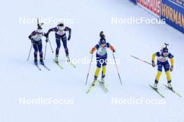 10.01.2024, Ruhpolding, Germany (GER): Lou Jeanmonnot (FRA), Jeanne Richard (FRA), Linn Persson (SWE), Anna Magnusson (SWE), (l-r) - IBU World Cup Biathlon, relay women, Ruhpolding (GER). www.nordicfocus.com. © Manzoni/NordicFocus. Every downloaded picture is fee-liable.