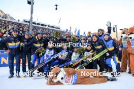 10.01.2024, Ruhpolding, Germany (GER): Elvira Oeberg (SWE), Mona Brorsson (SWE), Linn Persson (SWE), Anna Magnusson (SWE), (l-r) - IBU World Cup Biathlon, relay women, Ruhpolding (GER). www.nordicfocus.com. © Manzoni/NordicFocus. Every downloaded picture is fee-liable.