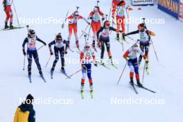 10.01.2024, Ruhpolding, Germany (GER): Samuela Comola (ITA), Lisa Vittozzi (ITA), Emma Lunder (CAN), Benita Peiffer (CAN), Janina Hettich-Walz (GER), Sophia Schneider (GER), Anna Maka (POL), Tereza Vobornikova (CZE), Lucie Charvatova (CZE), (l-r) - IBU World Cup Biathlon, relay women, Ruhpolding (GER). www.nordicfocus.com. © Manzoni/NordicFocus. Every downloaded picture is fee-liable.