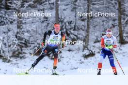 10.01.2024, Ruhpolding, Germany (GER): Sophia Schneider (GER), Lucie Charvatova (CZE), (l-r) - IBU World Cup Biathlon, relay women, Ruhpolding (GER). www.nordicfocus.com. © Manzoni/NordicFocus. Every downloaded picture is fee-liable.
