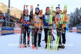 10.01.2024, Ruhpolding, Germany (GER): Hanna Kebinger (GER), Franziska Preuss (GER), Sophia Schneider (GER), Janina Hettich-Walz (GER), (l-r) - IBU World Cup Biathlon, relay women, Ruhpolding (GER). www.nordicfocus.com. © Manzoni/NordicFocus. Every downloaded picture is fee-liable.