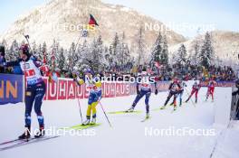 10.01.2024, Ruhpolding, Germany (GER): Samuela Comola (ITA), Anna Magnusson (SWE), Lou Jeanmonnot (FRA), (l-r) - IBU World Cup Biathlon, relay women, Ruhpolding (GER). www.nordicfocus.com. © Thibaut/NordicFocus. Every downloaded picture is fee-liable.