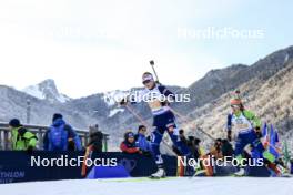 10.01.2024, Ruhpolding, Germany (GER): Noora Kaisa Keranen (FIN), Ziva Klemencic (SLO), (l-r) - IBU World Cup Biathlon, relay women, Ruhpolding (GER). www.nordicfocus.com. © Manzoni/NordicFocus. Every downloaded picture is fee-liable.