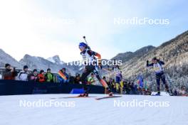 10.01.2024, Ruhpolding, Germany (GER): Franziska Preuss (GER), Mona Brorsson (SWE), Sophie Chauveau (FRA), (l-r) - IBU World Cup Biathlon, relay women, Ruhpolding (GER). www.nordicfocus.com. © Manzoni/NordicFocus. Every downloaded picture is fee-liable.