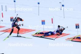 10.01.2024, Ruhpolding, Germany (GER): Janina Hettich-Walz (GER), Lou Jeanmonnot (FRA), (l-r) - IBU World Cup Biathlon, relay women, Ruhpolding (GER). www.nordicfocus.com. © Manzoni/NordicFocus. Every downloaded picture is fee-liable.