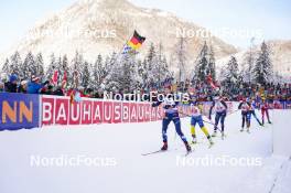 10.01.2024, Ruhpolding, Germany (GER): Samuela Comola (ITA), Anna Magnusson (SWE), Lou Jeanmonnot (FRA), (l-r) - IBU World Cup Biathlon, relay women, Ruhpolding (GER). www.nordicfocus.com. © Thibaut/NordicFocus. Every downloaded picture is fee-liable.