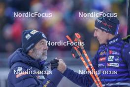 13.01.2024, Ruhpolding, Germany (GER): Jean-Pierre Amat (FRA), Olympic Champion and shooting coach Team France, Quentin Fillon Maillet (FRA), (l-r) - IBU World Cup Biathlon, sprint men, Ruhpolding (GER). www.nordicfocus.com. © Thibaut/NordicFocus. Every downloaded picture is fee-liable.