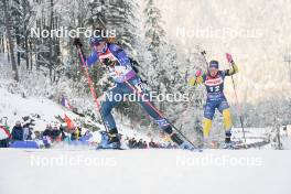 12.01.2024, Ruhpolding, Germany (GER): Deedra Irwin (USA), Elvira Oeberg (SWE), (l-r) - IBU World Cup Biathlon, sprint women, Ruhpolding (GER). www.nordicfocus.com. © Thibaut/NordicFocus. Every downloaded picture is fee-liable.