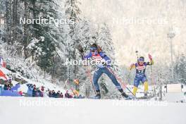 12.01.2024, Ruhpolding, Germany (GER): Deedra Irwin (USA), Elvira Oeberg (SWE), (l-r) - IBU World Cup Biathlon, sprint women, Ruhpolding (GER). www.nordicfocus.com. © Thibaut/NordicFocus. Every downloaded picture is fee-liable.