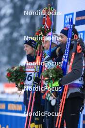 12.01.2024, Ruhpolding, Germany (GER): Mona Brorsson (SWE), Ingrid Landmark Tandrevold (NOR), Lisa Vittozzi (ITA), (l-r) - IBU World Cup Biathlon, sprint women, Ruhpolding (GER). www.nordicfocus.com. © Manzoni/NordicFocus. Every downloaded picture is fee-liable.