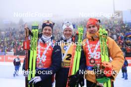 18.01.2024, Antholz, Italy (ITA): Tarjei Boe (NOR), Johannes Thingnes Boe (NOR), Johannes Kuehn (GER), (l-r) - IBU World Cup Biathlon, short individual men, Antholz (ITA). www.nordicfocus.com. © Manzoni/NordicFocus. Every downloaded picture is fee-liable.