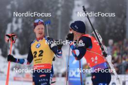18.01.2024, Antholz, Italy (ITA): Johannes Thingnes Boe (NOR), Tarjei Boe (NOR), (l-r) - IBU World Cup Biathlon, short individual men, Antholz (ITA). www.nordicfocus.com. © Manzoni/NordicFocus. Every downloaded picture is fee-liable.