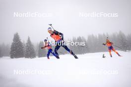 18.01.2024, Antholz, Italy (ITA): George Coltea (ROU), Eric Perrot (FRA), Maksim Makarov (MDA), (l-r) - IBU World Cup Biathlon, short individual men, Antholz (ITA). www.nordicfocus.com. © Manzoni/NordicFocus. Every downloaded picture is fee-liable.