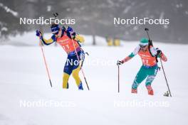 18.01.2024, Antholz, Italy (ITA): Martin Ponsiluoma (SWE), Vladimir Iliev (BUL), (l-r) - IBU World Cup Biathlon, short individual men, Antholz (ITA). www.nordicfocus.com. © Manzoni/NordicFocus. Every downloaded picture is fee-liable.