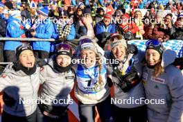 19.01.2024, Antholz, Italy (ITA): Elisa Gasparin (SUI), Amy Baserga (SUI), Lena Haecki-Gross (SUI), Sandra Flunger (AUT) coach Team Switzerland, Aita Gasparin (SUI), (l-r) - IBU World Cup Biathlon, short individual women, Antholz (ITA). www.nordicfocus.com. © Manzoni/NordicFocus. Every downloaded picture is fee-liable.