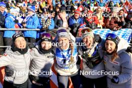 19.01.2024, Antholz, Italy (ITA): Elisa Gasparin (SUI), Amy Baserga (SUI), Lena Haecki-Gross (SUI), Sandra Flunger (AUT) coach Team Switzerland, Aita Gasparin (SUI), (l-r) - IBU World Cup Biathlon, short individual women, Antholz (ITA). www.nordicfocus.com. © Manzoni/NordicFocus. Every downloaded picture is fee-liable.