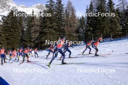 21.01.2024, Antholz, Italy (ITA): Sebastian Samuelsson (SWE), Tarjei Boe (NOR), Tommaso Giacomel (ITA), Quentin Fillon Maillet (FRA), Benedikt Doll (GER), (l-r) - IBU World Cup Biathlon, mass men, Antholz (ITA). www.nordicfocus.com. © Manzoni/NordicFocus. Every downloaded picture is fee-liable.