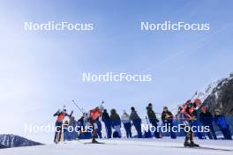 21.01.2024, Antholz, Italy (ITA): Eric Perrot (FRA), Andrejs Rastorgujevs (LAT), Benedikt Doll (GER), (l-r) - IBU World Cup Biathlon, mass men, Antholz (ITA). www.nordicfocus.com. © Manzoni/NordicFocus. Every downloaded picture is fee-liable.