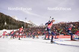 21.01.2024, Antholz, Italy (ITA): Vebjoern Soerum (NOR), Andrejs Rastorgujevs (LAT), Eric Perrot (FRA), Emilien Jacquelin (FRA), (l-r) - IBU World Cup Biathlon, mass men, Antholz (ITA). www.nordicfocus.com. © Thibaut/NordicFocus. Every downloaded picture is fee-liable.