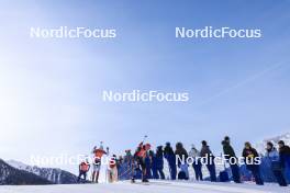 21.01.2024, Antholz, Italy (ITA): Eric Perrot (FRA), Andrejs Rastorgujevs (LAT), Benedikt Doll (GER), (l-r) - IBU World Cup Biathlon, mass men, Antholz (ITA). www.nordicfocus.com. © Manzoni/NordicFocus. Every downloaded picture is fee-liable.