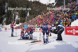 21.01.2024, Antholz, Italy (ITA): Johannes Thingnes Boe (NOR), Vebjoern Soerum (NOR), Johannes Dale-Skjevdal (NOR), (l-r) - IBU World Cup Biathlon, mass men, Antholz (ITA). www.nordicfocus.com. © Thibaut/NordicFocus. Every downloaded picture is fee-liable.