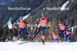 21.01.2024, Antholz, Italy (ITA): Johannes Dale-Skjevdal (NOR), Justus Strelow (GER), (l-r) - IBU World Cup Biathlon, mass men, Antholz (ITA). www.nordicfocus.com. © Manzoni/NordicFocus. Every downloaded picture is fee-liable.