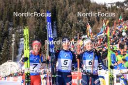 21.01.2024, Antholz, Italy (ITA): Lena Haecki-Gross (SUI), Julia Simon (FRA), Lou Jeanmonnot (FRA), (l-r) - IBU World Cup Biathlon, mass women, Antholz (ITA). www.nordicfocus.com. © Manzoni/NordicFocus. Every downloaded picture is fee-liable.