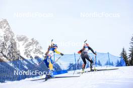 21.01.2024, Antholz, Italy (ITA): Mona Brorsson (SWE), Sophia Schneider (GER), (l-r) - IBU World Cup Biathlon, mass women, Antholz (ITA). www.nordicfocus.com. © Manzoni/NordicFocus. Every downloaded picture is fee-liable.