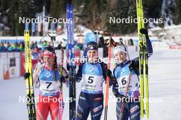 21.01.2024, Antholz, Italy (ITA): Lena Haecki-Gross (SUI), Julia Simon (FRA), Lou Jeanmonnot (FRA), (l-r) - IBU World Cup Biathlon, mass women, Antholz (ITA). www.nordicfocus.com. © Thibaut/NordicFocus. Every downloaded picture is fee-liable.