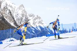 21.01.2024, Antholz, Italy (ITA): Anna Magnusson (SWE), Iryna Petrenko (UKR), (l-r) - IBU World Cup Biathlon, mass women, Antholz (ITA). www.nordicfocus.com. © Manzoni/NordicFocus. Every downloaded picture is fee-liable.
