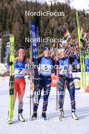 21.01.2024, Antholz, Italy (ITA): Lena Haecki-Gross (SUI), Julia Simon (FRA), Lou Jeanmonnot (FRA), (l-r) - IBU World Cup Biathlon, mass women, Antholz (ITA). www.nordicfocus.com. © Manzoni/NordicFocus. Every downloaded picture is fee-liable.