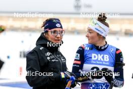 01.03.2024, Oslo, Norway (NOR): Gilonne Guigonnat (FRA), Lou Jeanmonnot (FRA), (l-r) - IBU World Cup Biathlon, individual women, Oslo (NOR). www.nordicfocus.com. © Manzoni/NordicFocus. Every downloaded picture is fee-liable.
