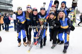 01.03.2024, Oslo, Norway (NOR): Mona Brorsson (SWE), Stina Nilsson (SWE), Anna-Karin Heijdenberg (SWE), Elvira Oeberg (SWE), Anna Magnusson (SWE), Johanna Skottheim (SWE), Emma Hoeglund (SWE), Team Sweden, (l-r) - IBU World Cup Biathlon, individual women, Oslo (NOR). www.nordicfocus.com. © Manzoni/NordicFocus. Every downloaded picture is fee-liable.
