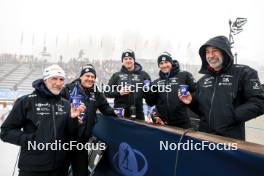 01.03.2024, Oslo, Norway (NOR): Patrick Favre (ITA), coach Team France, Cyril Burdet (FRA), Jean-Pierre Amat (FRA), Olympic Champion and shooting coach Team France, (l-r) - IBU World Cup Biathlon, individual women, Oslo (NOR). www.nordicfocus.com. © Manzoni/NordicFocus. Every downloaded picture is fee-liable.