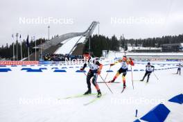 02.03.2024, Oslo, Norway (NOR): Philipp Horn (GER), Florent Claude (BEL), Pavel Magazeev (MDA), (l-r) - IBU World Cup Biathlon, mass men, Oslo (NOR). www.nordicfocus.com. © Manzoni/NordicFocus. Every downloaded picture is fee-liable.