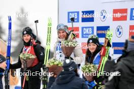 02.03.2024, Oslo, Norway (NOR): Julia Simon (FRA), Lena Haecki-Gross (SUI), Lou Jeanmonnot (FRA), (l-r) - IBU World Cup Biathlon, mass women, Oslo (NOR). www.nordicfocus.com. © Manzoni/NordicFocus. Every downloaded picture is fee-liable.