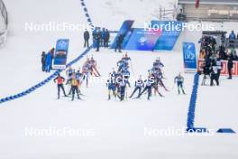 02.03.2024, Oslo, Norway (NOR): Julia Simon (FRA), Ingrid Landmark Tandrevold (NOR), Elvira Oeberg (SWE), Justine Braisaz-Bouchet (FRA), Lou Jeanmonnot (FRA), Lisa Vittozzi (ITA), (l-r) - IBU World Cup Biathlon, mass women, Oslo (NOR). www.nordicfocus.com. © Manzoni/NordicFocus. Every downloaded picture is fee-liable.