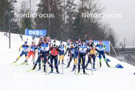 02.03.2024, Oslo, Norway (NOR): Anna Magnusson (SWE), Lena Haecki-Gross (SUI), Karoline Offigstad Knotten (NOR), Julia Simon (FRA), Justine Braisaz-Bouchet (FRA), Ingrid Landmark Tandrevold (NOR), Anamarija Lampic (SLO), (l-r) - IBU World Cup Biathlon, mass women, Oslo (NOR). www.nordicfocus.com. © Manzoni/NordicFocus. Every downloaded picture is fee-liable.