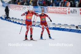 03.03.2024, Oslo, Norway (NOR): Dominic Unterweger (AUT), Lea Rothschopf (AUT), (l-r) - IBU World Cup Biathlon, mixed relay, Oslo (NOR). www.nordicfocus.com. © Manzoni/NordicFocus. Every downloaded picture is fee-liable.