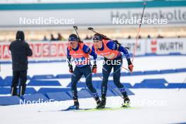 03.03.2024, Oslo, Norway (NOR): Jake Brown (USA), Sean Doherty (USA), (l-r) - IBU World Cup Biathlon, mixed relay, Oslo (NOR). www.nordicfocus.com. © Manzoni/NordicFocus. Every downloaded picture is fee-liable.