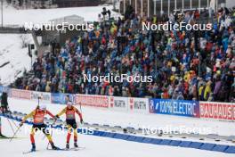 03.03.2024, Oslo, Norway (NOR): Cesar Beauvais (BEL), Eve Bouvard (BEL), (l-r) - IBU World Cup Biathlon, mixed relay, Oslo (NOR). www.nordicfocus.com. © Manzoni/NordicFocus. Every downloaded picture is fee-liable.