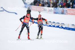 03.03.2024, Oslo, Norway (NOR): Benedikt Doll (GER), Sophia Schneider (GER), (l-r) - IBU World Cup Biathlon, mixed relay, Oslo (NOR). www.nordicfocus.com. © Manzoni/NordicFocus. Every downloaded picture is fee-liable.