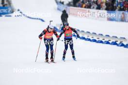 03.03.2024, Oslo, Norway (NOR): Fabien Claude (FRA), Sophie Chauveau (FRA), (l-r) - IBU World Cup Biathlon, mixed relay, Oslo (NOR). www.nordicfocus.com. © Manzoni/NordicFocus. Every downloaded picture is fee-liable.