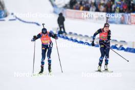 03.03.2024, Oslo, Norway (NOR): Tarjei Boe (NOR), Ida Lien (NOR), (l-r) - IBU World Cup Biathlon, mixed relay, Oslo (NOR). www.nordicfocus.com. © Manzoni/NordicFocus. Every downloaded picture is fee-liable.