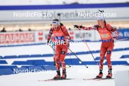 03.03.2024, Oslo, Norway (NOR): Simon Eder (AUT), Dominic Unterweger (AUT), (l-r) - IBU World Cup Biathlon, mixed relay, Oslo (NOR). www.nordicfocus.com. © Manzoni/NordicFocus. Every downloaded picture is fee-liable.