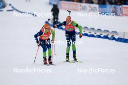03.03.2024, Oslo, Norway (NOR): Miha Dovzan (SLO), Anamarija Lampic (SLO), (l-r) - IBU World Cup Biathlon, mixed relay, Oslo (NOR). www.nordicfocus.com. © Manzoni/NordicFocus. Every downloaded picture is fee-liable.