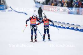 03.03.2024, Oslo, Norway (NOR): Fabien Claude (FRA), Sophie Chauveau (FRA), (l-r) - IBU World Cup Biathlon, mixed relay, Oslo (NOR). www.nordicfocus.com. © Manzoni/NordicFocus. Every downloaded picture is fee-liable.